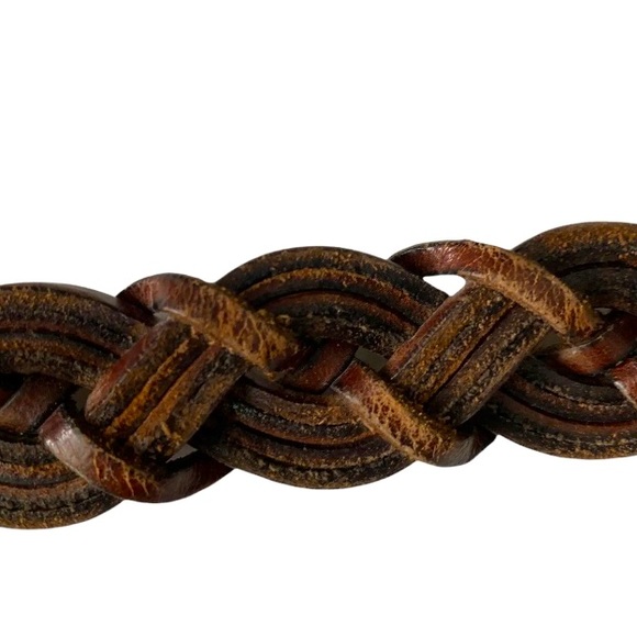 Woman’s Brown Classic Braided Belt Genuine Leather Buckle 1" Wide |Size M - Picture 8 of 9
